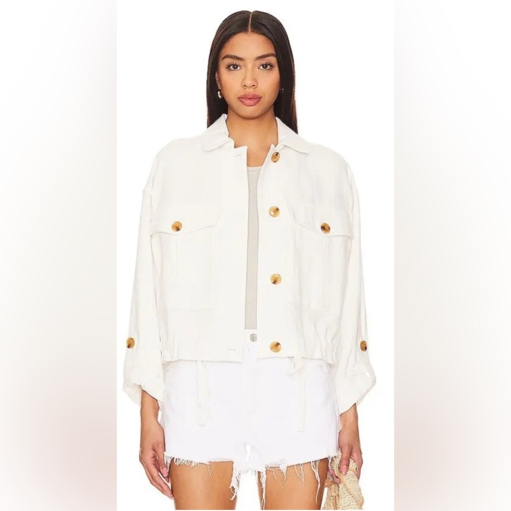 [BLANKNYC] White Cotton Linen "Great Catch" Jean Utility Jacket  M EUC